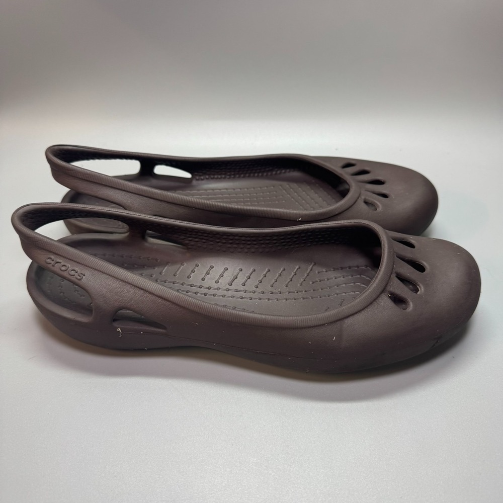 Crocs Shoes Womens Size 8 Brown Kadee Slingback Flats Comfort Lightweight